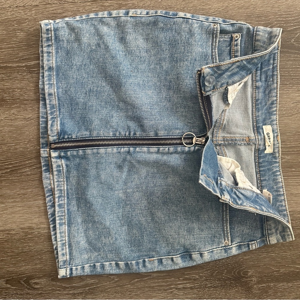 Garage Light Blue Denim Zip-Front Mini Skirt - Picture 7 of 8